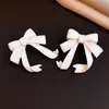 Pendientes de Aro con Gota de Aceite y Lazo Dulces y Suaves de Aguja Plateada, Pendientes de Lujo Ligero de Gama Alta, Accesorios para Orejas de Moda Exquisitos y Elegantes al por Mayor