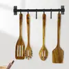 Juego de Utensilios de Cocina de Madera Transfronterizo Mango Redondo de Madera Chancla Teca Espaguetis Espaguetis Cuchara Mezcladora de Mango Largo Pala para Freír Cocina