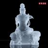 21cm Antigo Manjusri Vitrificado Bodhisattva Samantabhadra Estátuas de Buda Mosteiro Buddha Hall dedicado Enfeites de artesanato vitrificados