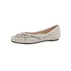 Sapatilhas Elegantes de Bico Fino Baixas 2026 Outono Novo Estilo Planas com Strass Versátil Solado Macio Tamanho Grande Sapatos Femininos 414243