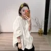 Camisa de Manga Media con Cuello Redondo de Diseño Estilo Coreano para Mujer Verano 2026 Nuevo Cuello Redondo Holgada de Longitud Media Versátil