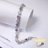 Pulsera de Plata de Ley S925 con Turmalina Natural y Piedras Preciosas de Colores, Joyería de Turmalina Fresca y Elegante para Mujeres, Venta al por mayor de Piedras Preciosas de Colores Naturales