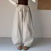 Calça Feminina 2026 Nova Coleção Primavera e Outono Calça de Algodão Patchwork de Perna Larga Infantil para Crianças Maiores, Calça Balloon Casual Solta