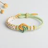 Pulsera tejida de nudo mandala hecha a mano diy cuerda de mano con nudo de flor de melocotón rosa puede usar cuentas de la suerte accesorios de joyería pulsera
