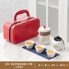 Juego de Té de Viaje de Porcelana Blanca de Dehua con Logo Personalizado Rima de Bambú Dorado Portátil para Exterior Rima Antigua Juego de Té Kung Fu Juego Pequeño