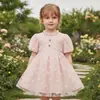 Vestido europeo y americano para bebé, vestido para niño pequeño, vestido para el primer cumpleaños, vestido de princesa con mangas abullonadas florales de comercio exterior, vestido infantil de línea A