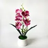 Artículo popular de comercio exterior: Orquídea Phalaenopsis artificial de 5 flores en una maceta grande tipo jarra de vino, usada para decoración de bodas y arreglo de pasillos, maceta de flor artificial y planta verde