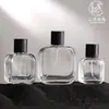 En Stock Al Por Mayor Botellas Planas Cuadradas de Perfume de 30ml 50ml 100ml, Botellas de Vidrio Recargables de Alta Gama con Atomizador Simple de Presión