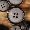 Nuevos Botones de Cuerno Natural Marrón Mate con Bordes Redondos Chaqueta Abrigo de Lana Retro Botones de Cuerno de Cuatro Ojos