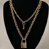 Joyería Transfronteriza Europea y Americana Multicapa Forma de Candado Retro Calle Fotográfica Collar Personalidad Femenina Creativo Metal Estilo Frío Cadena para Suéter