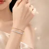 En Stock Pulsera Tennis Chapada en Oro 18K, Estilo Lujo Ligero de Gama Alta, Estilo Hip-Hop Europeo y Americano, Cadena Tennis Unisex de Nicho Incrustada con Circonitas