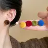 Aretes Redondos de Acrílico Plateado con Flocado Estilo Retro Nicho Lujo Accesible Elegantes Versátiles para el Día a Día Ropa de Trabajo Aretes para Mujer