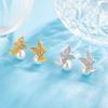 Nuevos pendientes de perlas de imitación de mariposa en espiral de invierno, frescos y dulces, de estilo pequeño y fragante, exquisitos pendientes de alta gama de nicho.