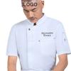 Ropa de trabajo de chef de hotel para comedor para hombre de manga corta moda nacional Cocina China restaurante ropa de trabajo para mujer talla grande manga corta bordado estampado