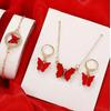 Cross-border New Hot Oil Dropping Plate Diamante em Borboleta Dourada Casual Pulseira Anel Colar Brincos Terno feminino