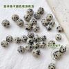 10 cuentas redondas sueltas con efecto viñeteado de piedra natural, agujero recto, para hacer joyas hechas a mano, pulseras de cuentas y collares.