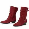 Botas altas de punta para mujer, de otoño e invierno, transfronterizas, versátiles, talla extra, botas de cuero para mujer sin cordones, botas de moda de tacón alto de comercio exterior para mujer