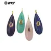 Wt-P2065 Colgante para Pendiente DIY con Forma de Gota Larga de Amazonita Obsidiana Incrustaciones de Circonitas de Colores
