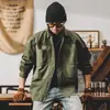 Camisa de trabajo de retazos retro americana para hombre, camisa casual holgada de manga larga de moda para otoño, chaqueta para hombre al por mayor