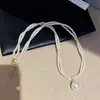Collar Tejido de Perlas Vintage Romántico Francés de Doble Capa, Cadena para Clavícula de Nicho de Lujo Ligero, Joyería de Alta Gama para Mujeres