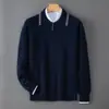 Cárdigan de punto de color contrastante estilo perezoso con cuello polo para hombre, Nuevo artículo Otoño/Invierno 2026, chaqueta superior de manga larga retro de nicho