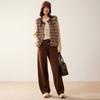 Pantalones de Pierna Ancha 100% Cachemira Pura para Mujer Engrosados Color Sólido Sueltos de Cintura Alta Rectos Otoño e Invierno Nuevos Pantalones Versátiles