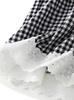 Falda Retro Nueva a Cuadros Blanco y Negro Cintura Alta Falda Larga Falda Línea A Diseño con Bolsillo de Solapa Pantalones Falda Larga para Mujer