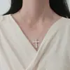 Collar de Cruz de Plata 925 Estilo Coreano Gama Alta Hip-Hop Cadena Completa de Diamantes Popular en Ins Mismo Estilo que Maswei Cadena para la Clavícula