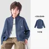 Camisa de mezclilla para niño Duoduo, estilo primavera y otoño, cuello mao, camisa casual bordada, camisa de manga larga crujiente y elegante para niños