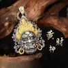 Collar Amarillo Estilo Étnico Vintage del Dios de la Riqueza para Hombres y Mujeres, Joyería Artística para el Amor y la Armonía, Nicho Chapado en Oro Hecho a Mano Estatua de Buda de Xizang