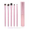 Nuevo set de brochas de maquillaje de ojos portátiles con mango de madera, pelo de pony, sombra de ojos, fibra de lana, barril de aluminio, herramientas de belleza