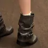 Botas de Tacón Grueso Versátiles para Mujer que Aumentan la Altura, Nuevo Modelo Otoño 2026, Suela Suave, Combinan con Faldas, Adelgazantes Retro, Botas para Pantalones Maillard