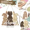 Letrero de bienvenida de conejo de Pascua transfronterizo, decoración colgante de conejo en 2D, tablero de madera, grafiti DIY, artesanía de madera personalizada.