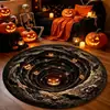Alfombra decorativa redonda temática de Halloween para uso doméstico, adecuada para salas de estar, a prueba de polvo y resistente a las manchas, se puede usar como alfombra de sofá o mesa de café, y como una alfombrilla de piso fresca y cómoda para dormitorios