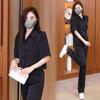 Novo Conjunto Elegante de Moda Estilo Nacional Chinoiserie para Mulheres Verão 2024 Novo Conjunto de Duas Peças com Top de Manga Curta e Calça com Fivela Retro