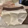 Calcinhas Femininas 10A Cor Melard Antibacteriana Color Block 100% Algodão, Toda em Algodão com Entrepernas Estendida, Sem Costura, Cintura Média, Tamanho Plus Size para Mulheres