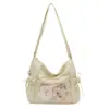 Bolsa de ombro com laço estilo coreano, bolsa transversal, mochila escolar fofa de grande capacidade estilo anime para ir ao trabalho e para as aulas