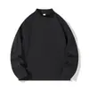Nueva Camiseta de Manga Larga de Color Sólido con Cuello Medio Alto para Hombre de Otoño e Invierno Primavera, Peso Alto 200g, Base Rayada Jalen Roman con Acabado Cepillado