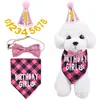 Amazon Vestido de Fiesta para Gatos y Perros Disfraz Mascota Babero Toalla Saliva Perro Cuadros Triángulo Toalla Sombrero Decorativo de Cumpleaños para Mascota