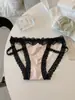 Amor Crepuscular~10A Virilha Antibacteriana Puro Desejo Calcinha de Cetim Feminina Cintura Baixa Anéis Vazados nas Pernas Tanga de Renda Sexy Feminina