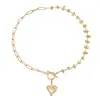 Collar Transfronterizo Europeo y Americano Estilo Retro Corazón Desmontable Múltiples Secciones Empalme de Piedras Irregulares Collar Creativo con Cierre Ot para Mujer