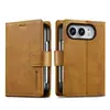 Aplicable a iPhone Duo Foldable Flip Phone Funda de Cuero Hebilla Tarjetero Soporte Estilo Simple de Negocios Carcasa Protectora