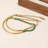 Moda Transfronteriza Europea y Americana Nicho Joyería Retro Acero Inoxidable Chapado en Oro de 18K Alambre Redondo Zirconia Empalmado Pulsera para Mujer