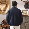 Retro Americano 7 Pines Tejido Grueso para Cárdigan Hombres Primavera y Otoño Chaqueta de Punto con Doble Cremallera y Cuello Semi-Alto Hombres Otoño e Invierno