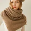 Xale/Lenço de Moda 100% Caxemira Pura Feminino Cor Lisa Aquecedor de Pescoço Versátil Outono e Inverno Nova Peça de Tricô para Usar por Cima