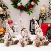 Colgante de figura de dibujos animados de Santa y muñeco de nieve de Navidad transfronterizo, muñeco sentado, decoración de ventana y hogar de Navidad