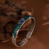 Estilo Étnico Azul Quemado Retro Sutra del Corazón Pulsera de Pegamento de Pavo Real Esmalte de Cloisonné Fénix Pulsera Regalo de Cumpleaños