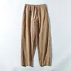 ¡Estilo retro japonés! ¡Simple y versátil! Nueva colección de otoño: pantalones casuales para hombre, de color liso, cintura elástica, corte holgado, pierna recta