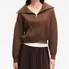 Nuevo Diseño de Nicho Primavera y Otoño Suave y Cera Cremallera Media Cuello Alto Color Sólido Más Fácil de Combinar Suéter de Punto Casual Top para Mujer