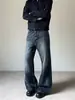 Jeans de pierna recta para hombre, estilo vintage lavado, transfronterizos europeos y americanos, corte Cleanfit con ligero acampanado